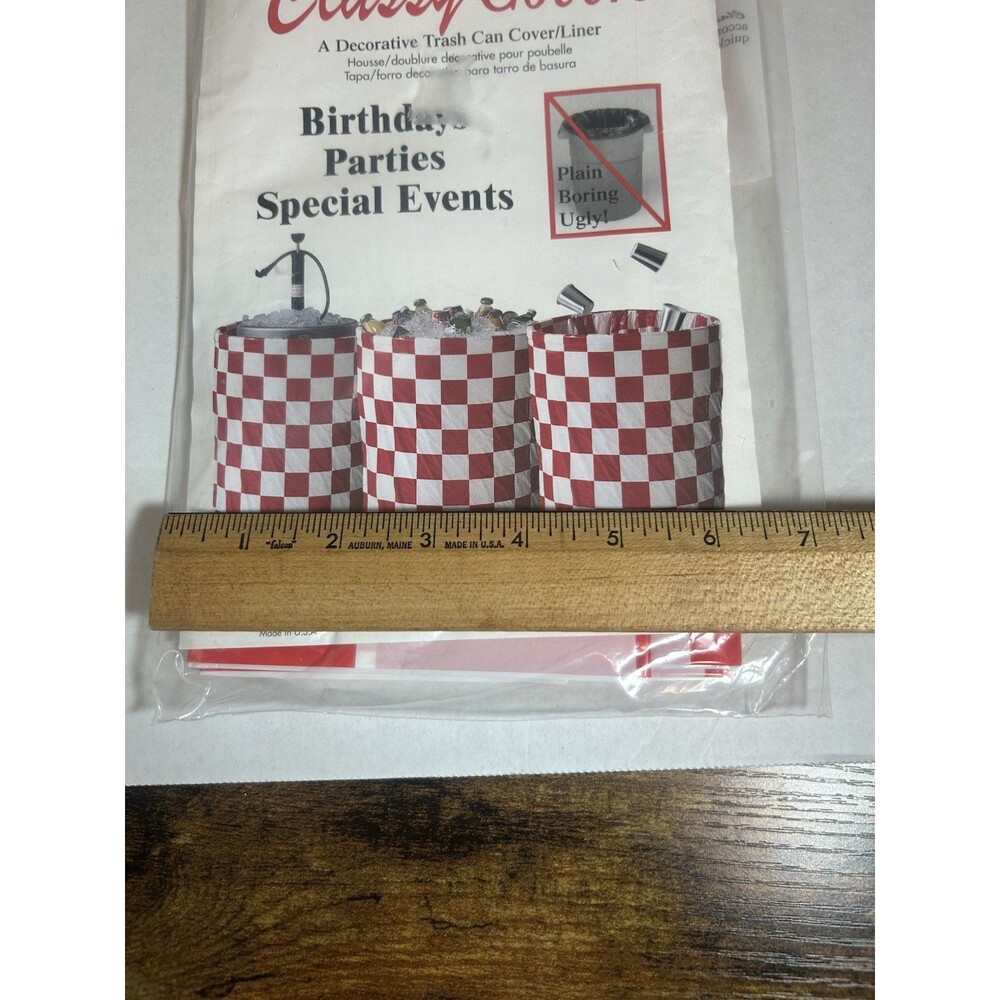 Classy Covers Trash Can Cover Red White Check Party Picnic 40 Gallon USA - Picture 4 of 12